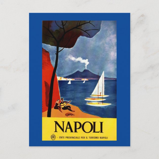 Postal Vintage Napoli Travel Love Romance (Anverso)
