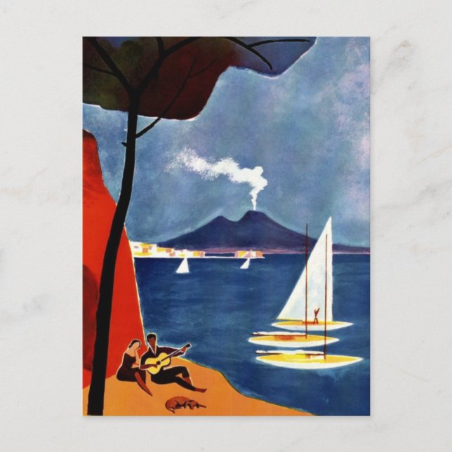 Postal Vintage Napoli Travel Love Romance (Anverso)