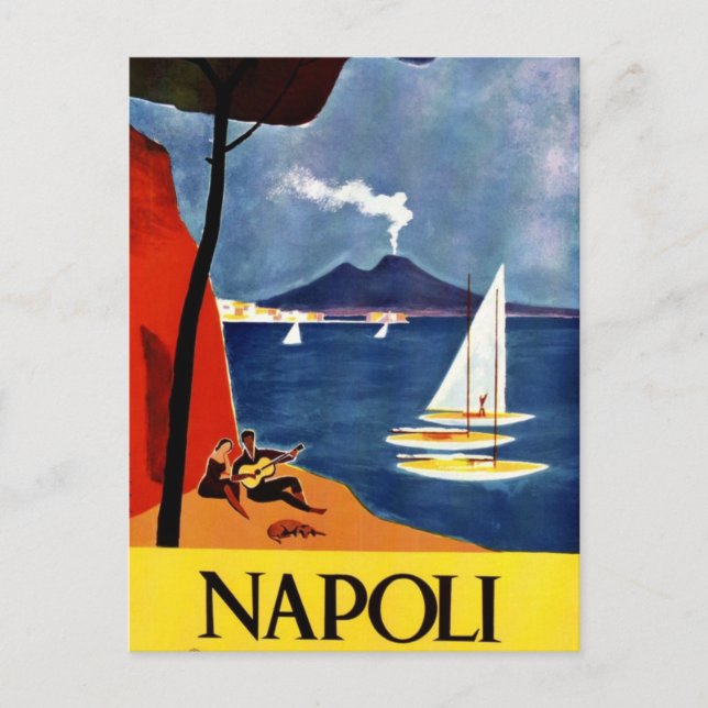 Postal Vintage Napoli Travel Love Romance (Anverso)