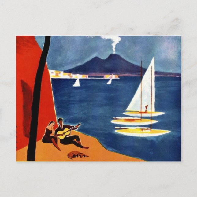 Postal Vintage Napoli Travel Love Romance (Anverso)