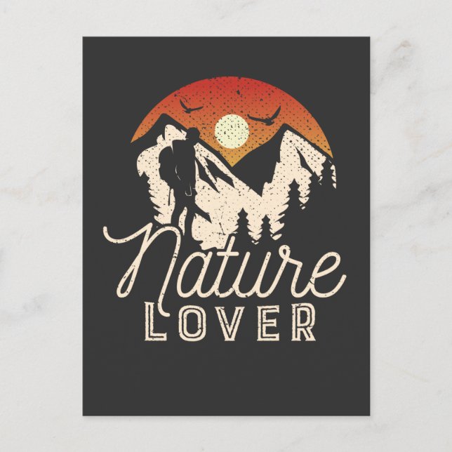 Postal Vintage Nature Lover Mountain Senderismo (Anverso)