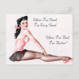 Postal Vintage Naugherina Ballerina Pin Up Chica