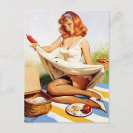 Postal Vintage Naughnic Pin Up Chica