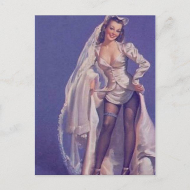 Postal Vintage Naughty Pin Up Bride (Anverso)
