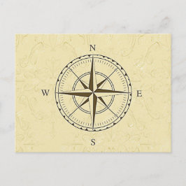 Postal Vintage Nautical Compass Rosa Ivory