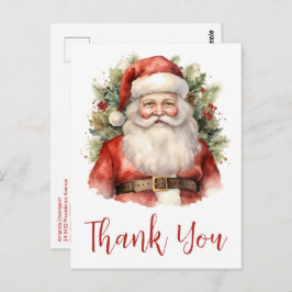 Postal Vintage Navidad Santa Claus Sonriente Gracias