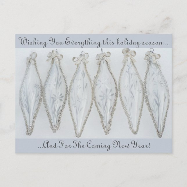 Postal Vintage Navidades de vidrio plateado vacaciones re (Anverso)