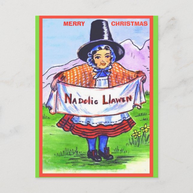 Postal Vintage Navidades galeses Nadolig Llawen Postcard (Anverso)