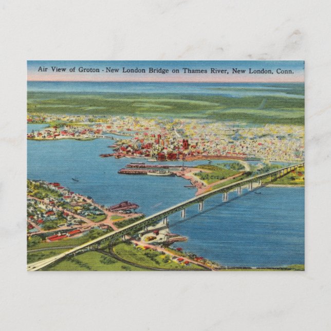 Postal Vintage New London Bridge, New London, Connecticut (Anverso)