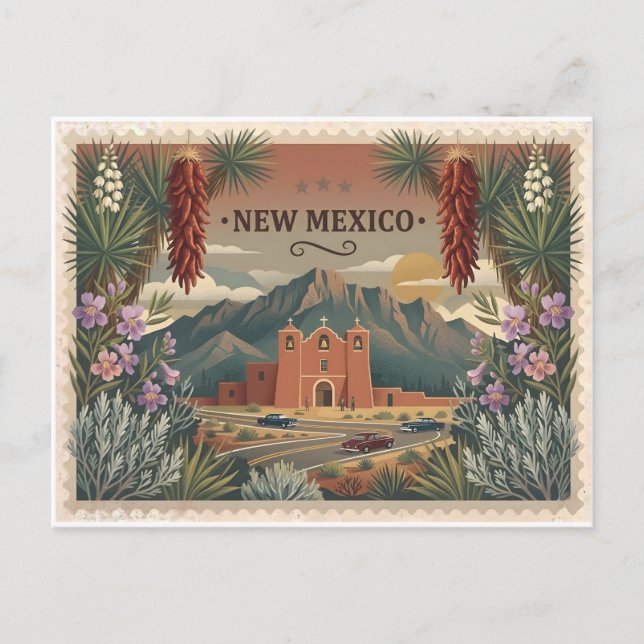 Postal Vintage New Mexico Travel Poster Art (Anverso)