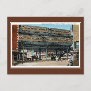 Postal Vintage New York City Bowery ferrocarril elevado
