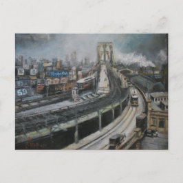 Postal Vintage New York City Pintando el puente de Brookl