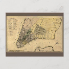 Postal Vintage New York City Plan, 1789, restaurado