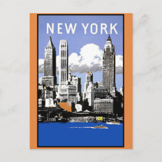 Postal Vintage New York Skyline