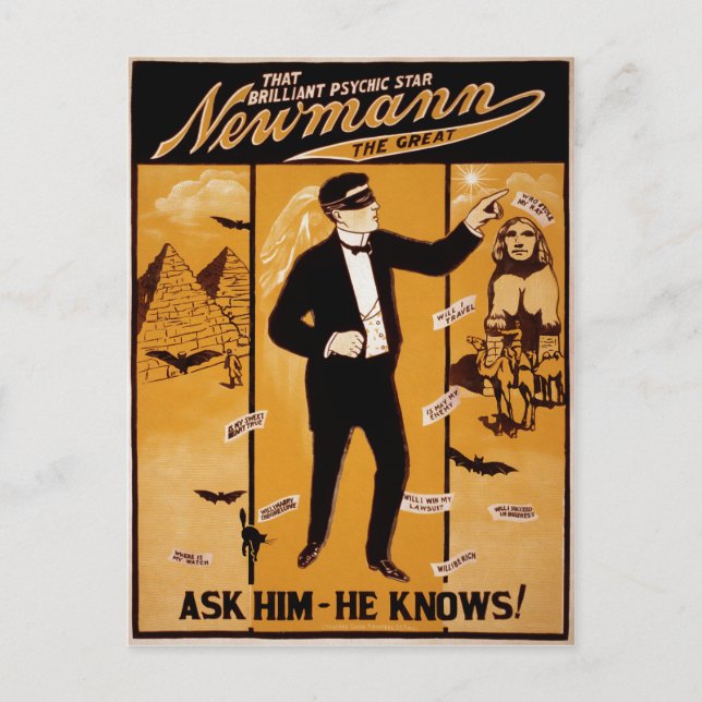 Postal Vintage Newman Psychic Poster (Anverso)