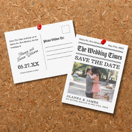 Postal Vintage Newspaper Headline Photo Save the Date