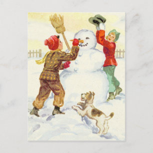 POSTAL VINTAGE NIEVE DAY JUEGO INFANTIL