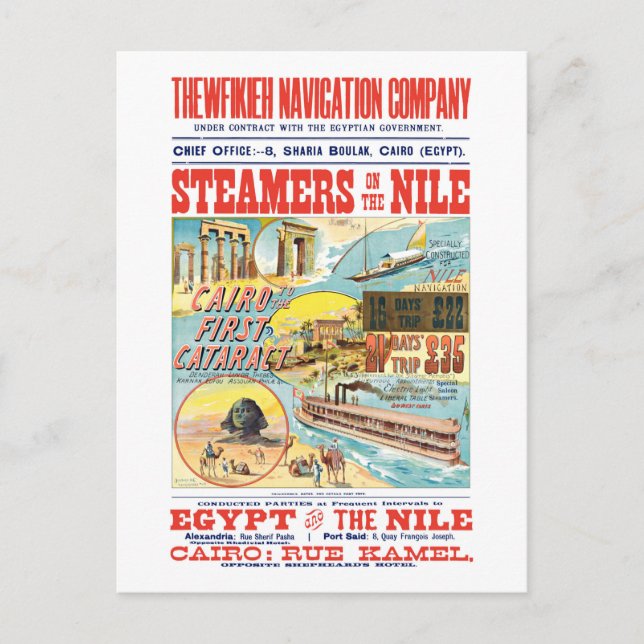POSTAL VINTAGE NILE STEAMBOAT (Anverso)