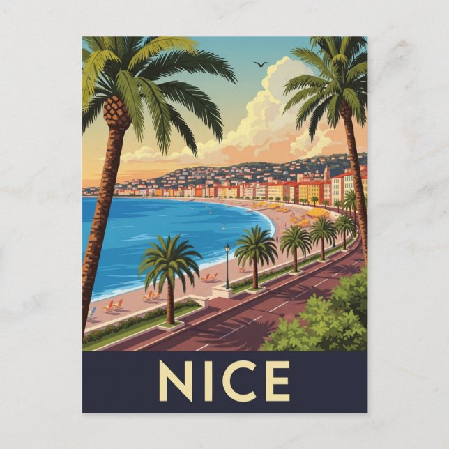 Postal Vintage Niza Francia Viaje (Anverso)