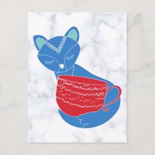 Postal Vintage Nordic Blue Fox con Red Mug