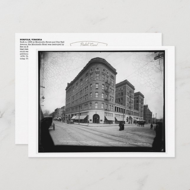 Postal Vintage Norfolk, VA: Hotel Monticello (1902) (Anverso / Reverso)