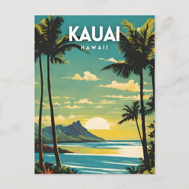 Postal Vintage nostálgico de Kauai Hawaii (Anverso)
