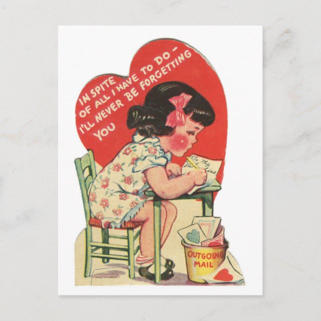 Postal Vintage nunca te olvidaré Valentine (Anverso)