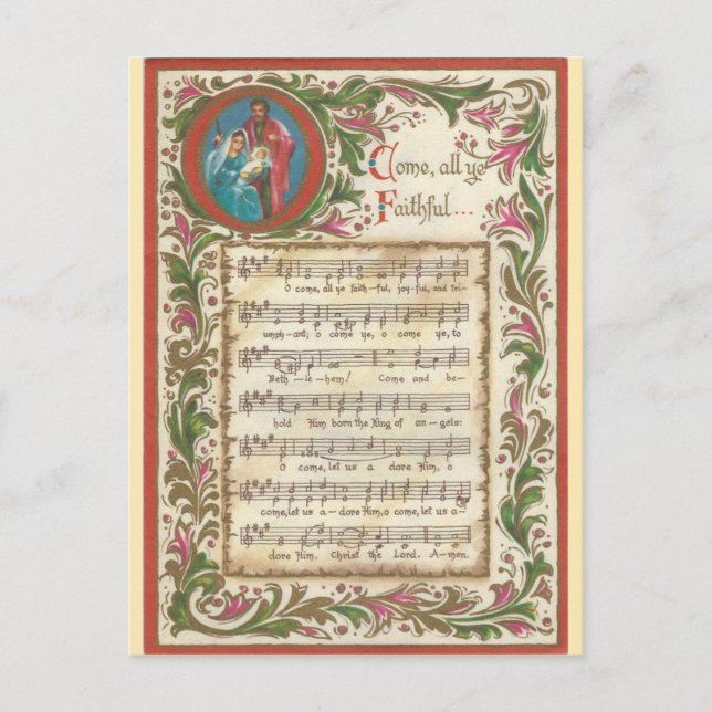 Postal Vintage O Ven Todos Fieles... (Anverso)