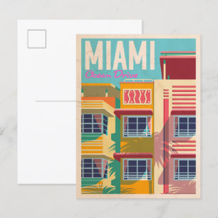 Postal vintage Ocean Drive Miami