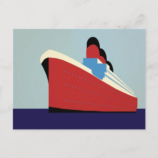 Postal Vintage Ocean Liner Cruise Ilustracion (Anverso)