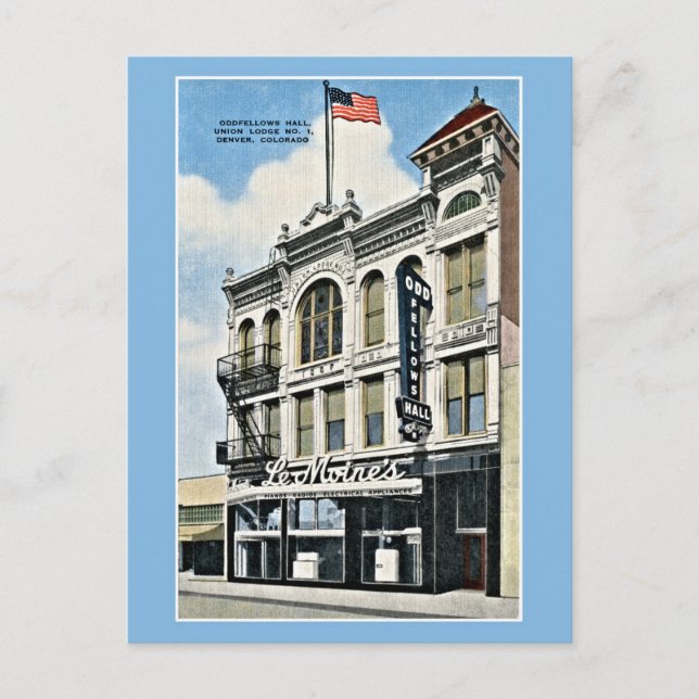 Postal Vintage Odfellows Hall, Denver, Co (Anverso)