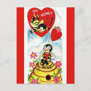 Postal Vintage Oh Honey Bee Mine Valentine