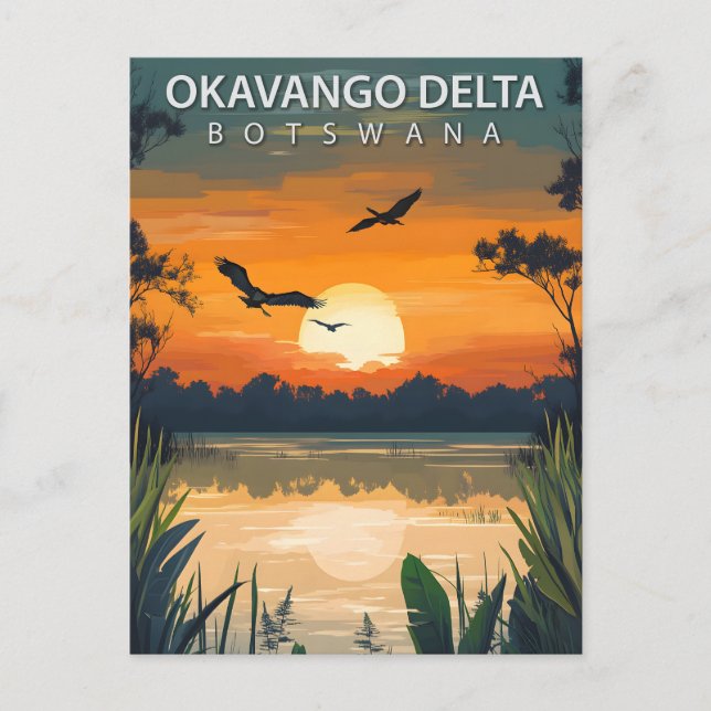 Postal Vintage Okavango Delta Botswana Travel (Anverso)