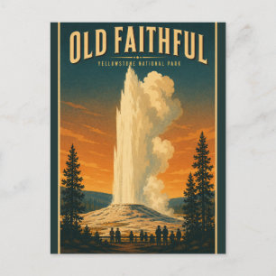 Postal Vintage Old Faithful Parque Nacional Yellowstone