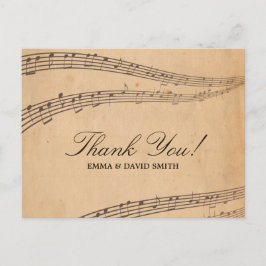 Postal Vintage Old Music Notes Gracias Cartas