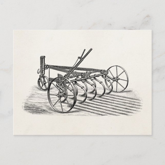 Postal Vintage Old Plows Maquinaria Agrícola (Anverso)