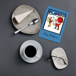 Postal Vintage Old Times Santa Bebés Regalos Navidades