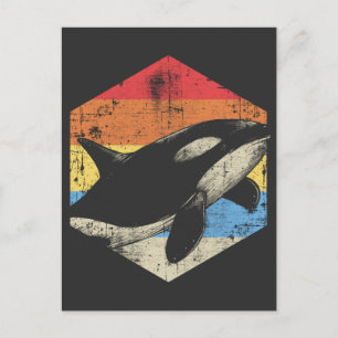 Postal Vintage Orca Art Whale Love Retro Sea Animal