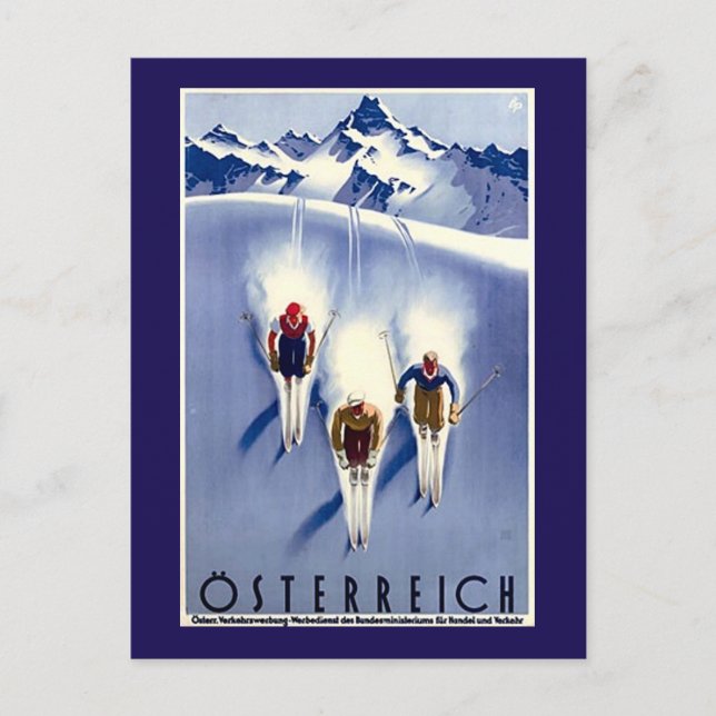 Postal Vintage Österreich Ski (Anverso)