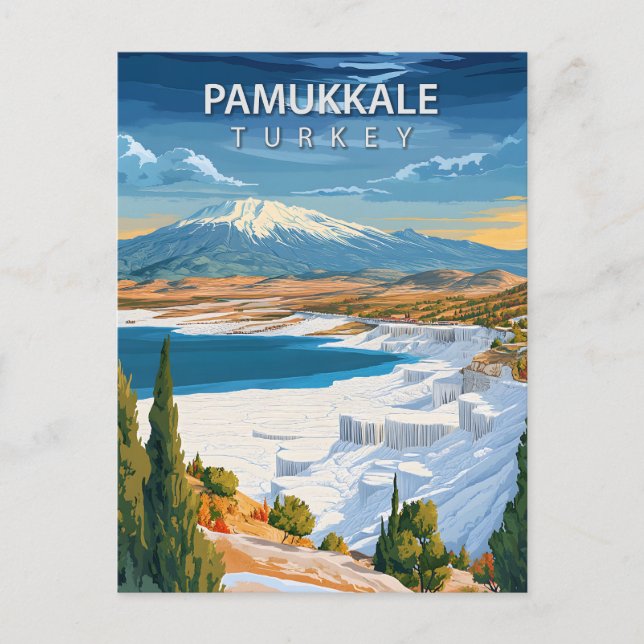 Postal Vintage Pamukkale Turkey Travel (Anverso)
