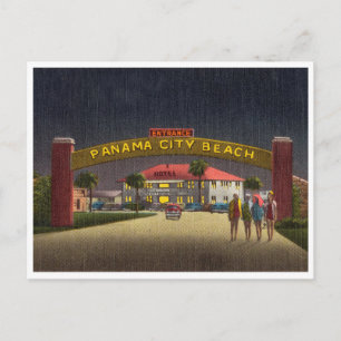 Postal Vintage Panama City Beach, Florida, escena nocturn
