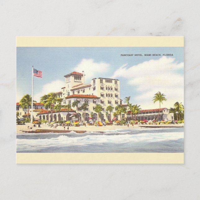 Postal Vintage Pancoast Hotel Miami Beach Postcard (Anverso)