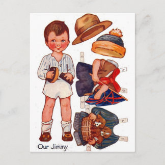 Postal Vintage Paperdoll Little Boy Jimmy Postcard