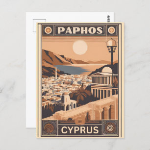 Postal Vintage Paphos City, recuerdo de regalo de vacacio
