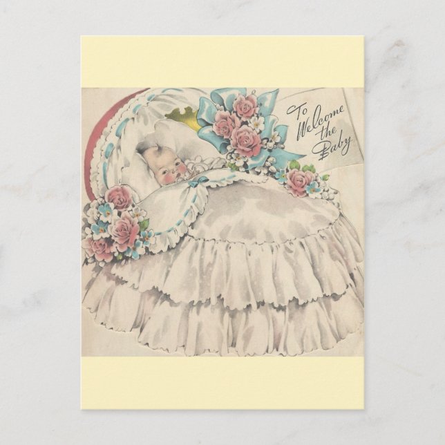 Postal Vintage Para Recibir Al Bebé (Anverso)