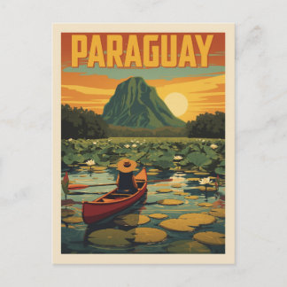 Postal Vintage Paraguay Travel Poster Nature Lake