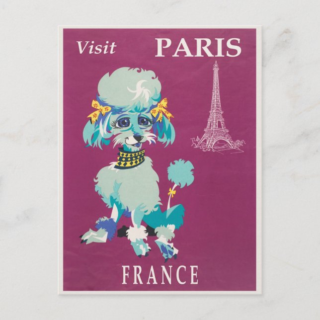 Postal Vintage Paris France Francés Poodle (Anverso)