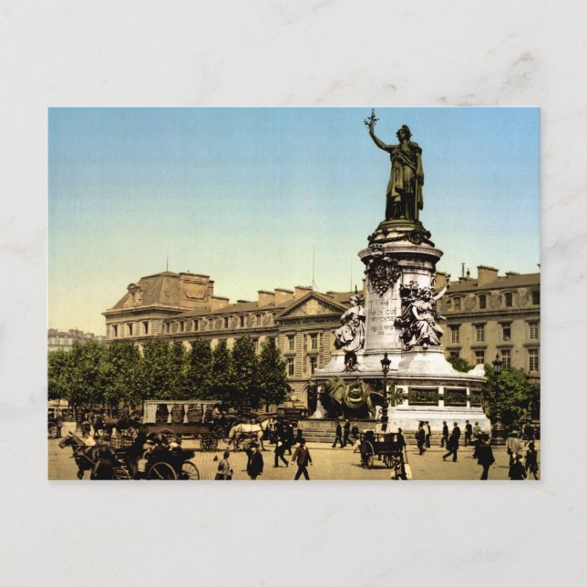 Postal Vintage Paris Francia, Place de la Republique (Anverso)