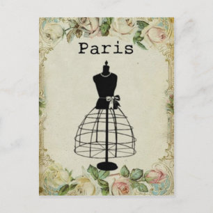 Postal Vintage Paris Moda Vestido