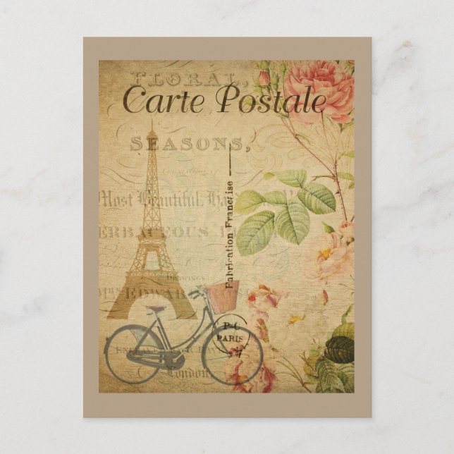 Postal Vintage parisiense con la torre Eiffel (Anverso)